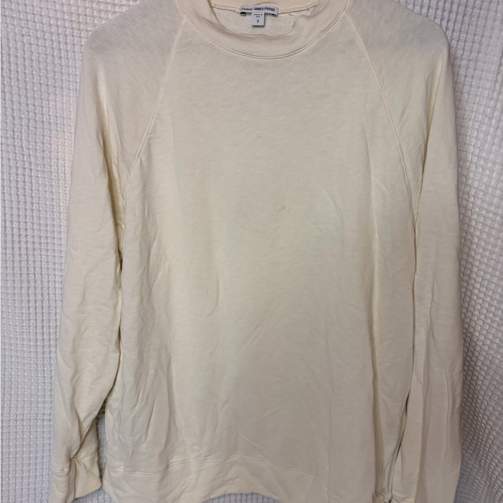 James Perse Soft Cream Pullover Sweatshirt Size 3